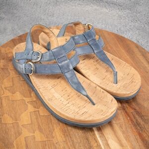 T-Strap Gladiator Reta Born Cork Sandals US 7M Marine Blue Leather